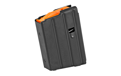 Black rifle magazine with orange follower