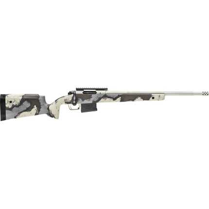 Camouflaged sniper rifle isolated on white background