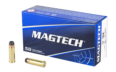 Magtech ammunition box with two bullets beside it.