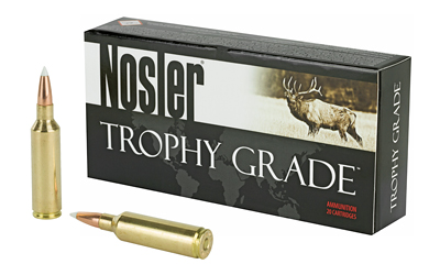 Nosler Trophy Grade ammunition box with bullets