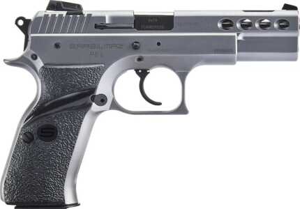 Sarsilmaz P8L stainless steel handgun isolated on white