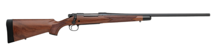 Side view of single-barreled wooden shotgun