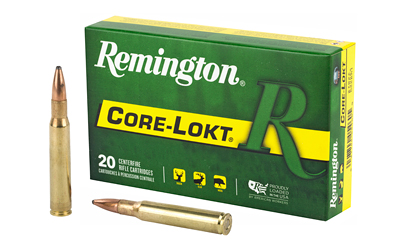 Remington Core-Lokt ammunition box with bullets