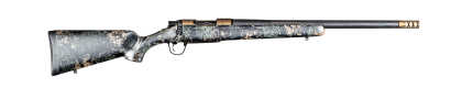 Camo-patterned shotgun with brown detailing