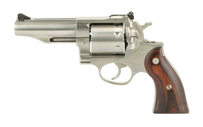 Stainless steel revolver with wooden grip