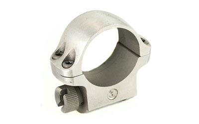 Silver metal scope mounting ring on white background