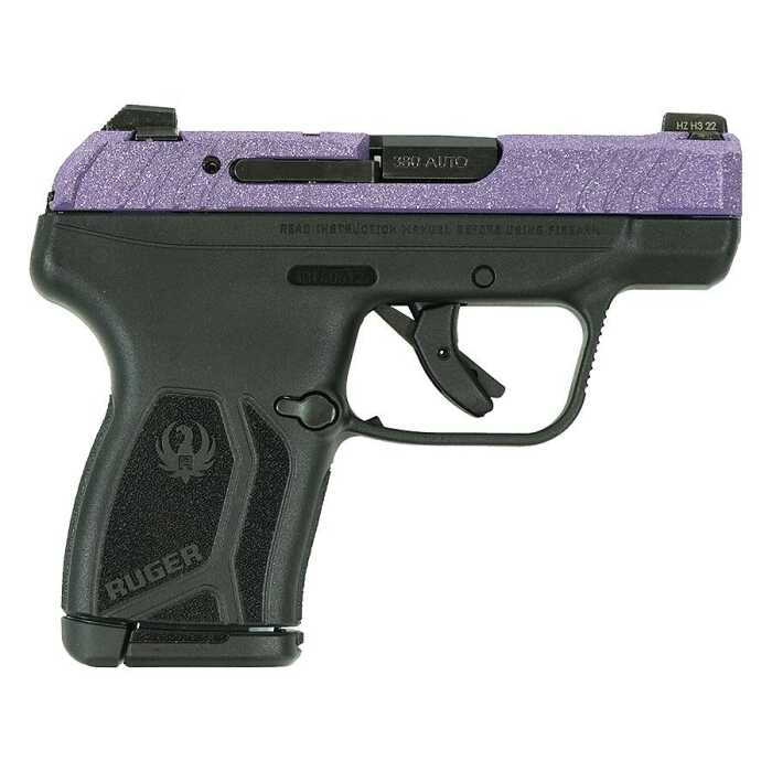 Purple and black Ruger .380 semi-automatic pistol