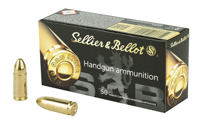 Sellier & Bellot handgun ammunition box with bullets