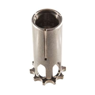 Stainless steel threaded pipe coupling with external gear teeth