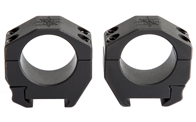 Two black metal scope mounting rings