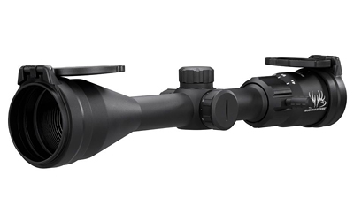 Black tactical rifle scope isolated on white