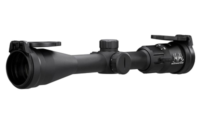 Black tactical rifle scope isolated on white