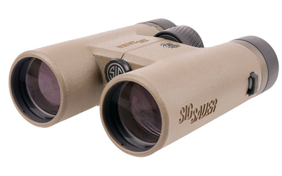 Beige Swarovski binoculars on white background