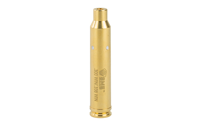 Gold-colored dummy ammunition cartridge isolated on white