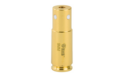 Gold 9mm pistol cartridge on white background