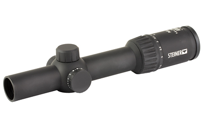 Steiner black rifle scope on white background