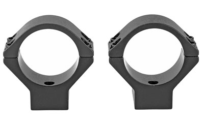 Two black circular scope mounts on white background