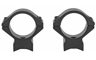 Two black scope mounting rings on white background