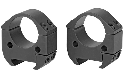 Two black scope mounting rings for rifles