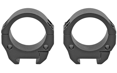 Two black scope mounting rings isolated on white.