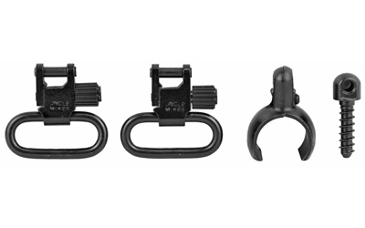 Three black tactical sling attachment points