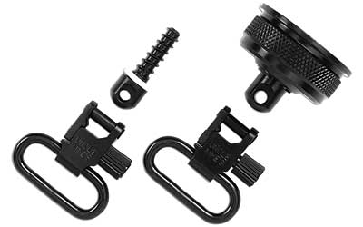 Various black tactical gear attachments on white background