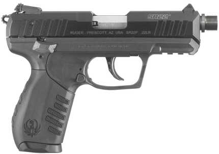 Ruger SR22 pistol with textured grip and mounted sights