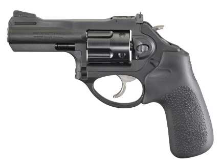 Ruger black revolver pistol on white background