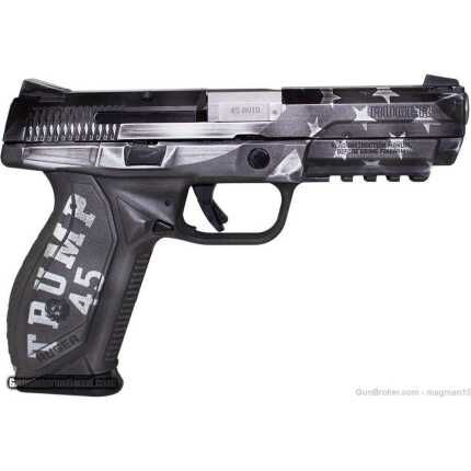 Ruger firearm with 'Trump 45' branding and stars