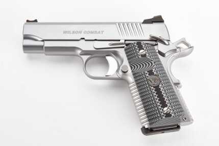 Wilson Combat silver handgun on white background