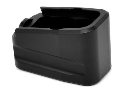 Black plastic desk organizer on white background