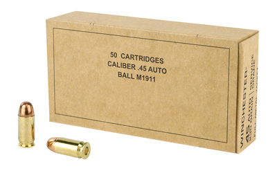 Box of 50 caliber .45 auto cartridges