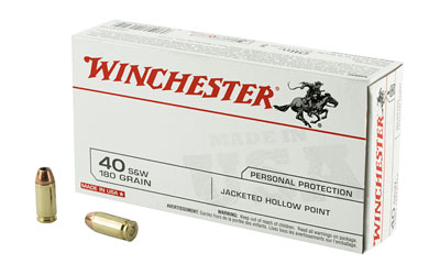 Winchester ammunition box with .40 S&W hollow point bullets