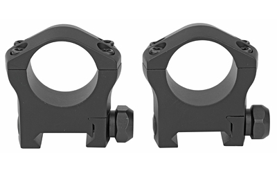 Two black rifle scope mounting rings isolated on white