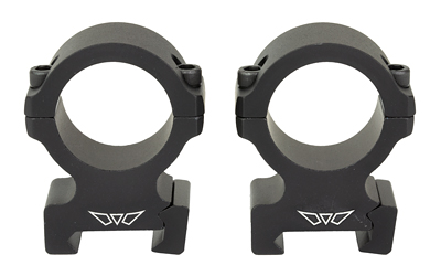 Two black circular rifle scope mounts