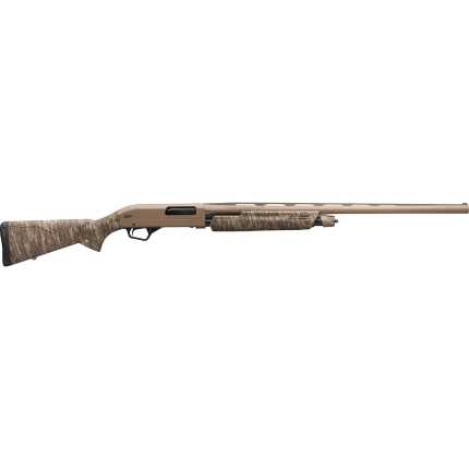 Camouflage hunting rifle on white background