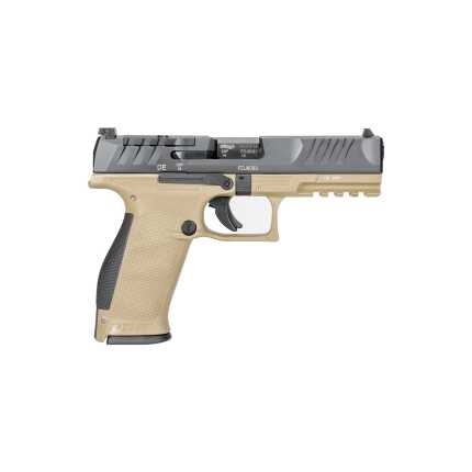 Tan and black modern semi-automatic pistol