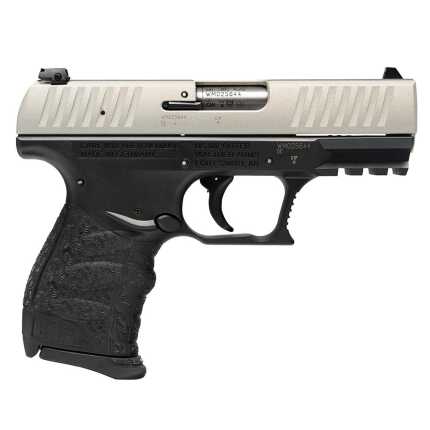 Silver and black Walther semi-automatic pistol