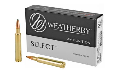 Weatherby Select ammunition box with two cartridges