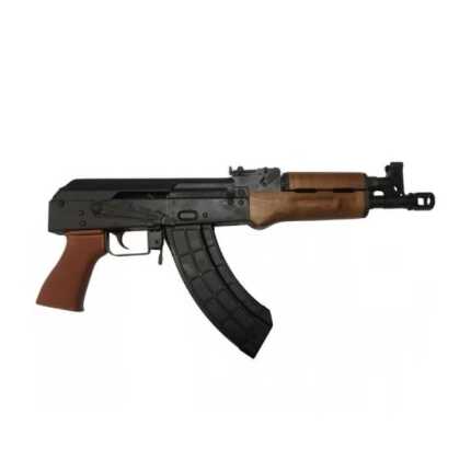 AK-47 rifle with wooden stock isolated on white