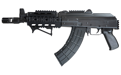 Black modern assault rifle with curved magazine