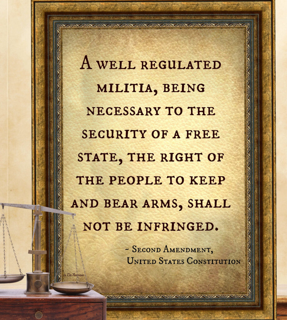 A patriotic image depicting the American flag and a silhouette of a person holding a rifle, symbolizing Second Amendment rights.