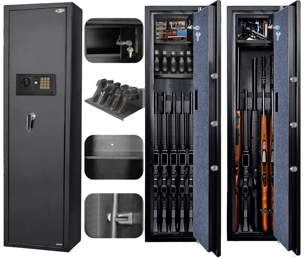 Heavy duty steel gun safe for secure long-term firearm storage protection