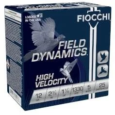 12-gauge-high-velocity-shotgun-ammo-primary Fiocchi Ammunition FIOCCHI 12GA HV 2-3/4 1-1/4OZ #5 1330FPS 25RD