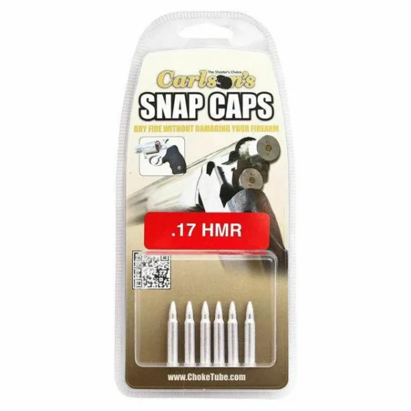 Carlson's Carlsons Snap Caps 17Hmr 6-Pack, six silver snap caps in clear retail packaging