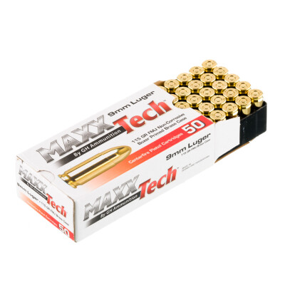 Grasso Holdings Inc. / Tulammo Maxxtech Brass Casefire Handgun Ammunition 9mm Luger 115 gr FMJ 50/ct
