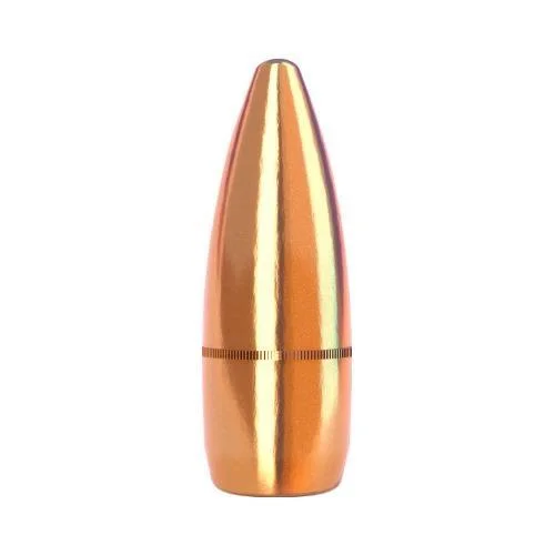 Berry's Jacketed Rifle Bullets, close front view of a pointed copper-colored bullet
