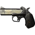 Bond Arms 250th Derringer black side view with gold flag engraving and textured grip