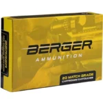 Berger Hybrid Target Rifle Ammunition yellow and black box, front view