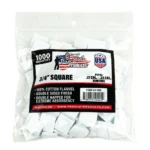 Pro-Shot 3/4-inch Square Cotton Patches, white patches in a clear labeled bag, front view
